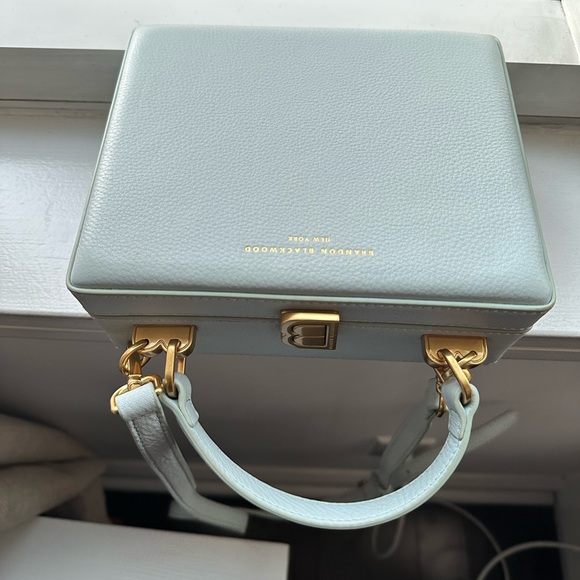 Brandon Blackwood Kendrick Trunk in Powder Blue with Brass Hardware - Picture 4 of 4